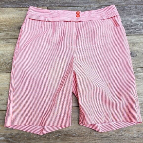 EP Pro Coral and White Striped Golf Shorts size 8 - Picture 1 of 10